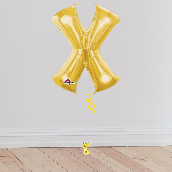 <b> ONLINE EXCLUSIVE </b> <br>Giant Gold Letter Balloon <br>(Inflated with Helium & Weight Included)