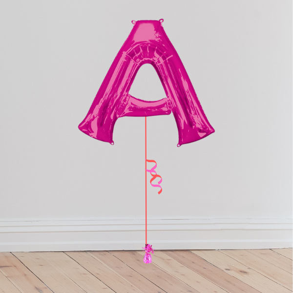 <b> ONLINE EXCLUSIVE </b> <br>Giant Pink Letter Balloon <br>(Inflated with Helium & Weight Included)