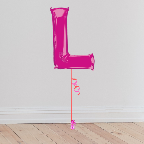 <b> ONLINE EXCLUSIVE </b> <br>Giant Pink Letter Balloon <br>(Inflated with Helium & Weight Included)