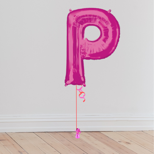 <b> ONLINE EXCLUSIVE </b> <br>Giant Pink Letter Balloon <br>(Inflated with Helium & Weight Included)