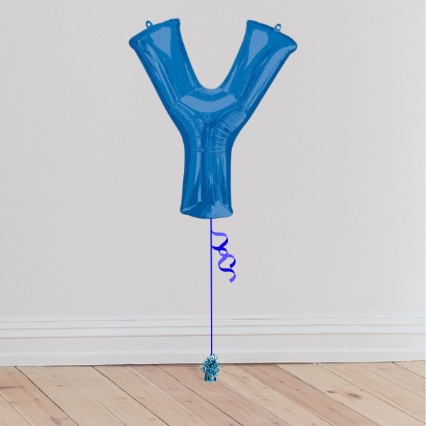 <b> ONLINE EXCLUSIVE </b> <br>Giant Blue Letter Balloon <br>(Inflated with Helium & Weight Included)