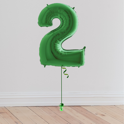 <b> ONLINE EXCLUSIVE </b> <br>Giant Green Number Balloon <br>(Inflated with Helium & Weight Included)