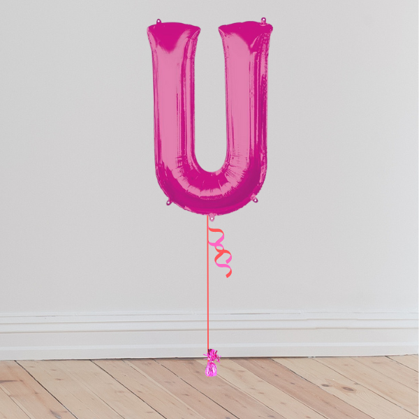 <b> ONLINE EXCLUSIVE </b> <br>Giant Pink Letter Balloon <br>(Inflated with Helium & Weight Included)