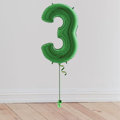 <b> ONLINE EXCLUSIVE </b> <br>Giant Green Number Balloon <br>(Inflated with Helium & Weight Included)