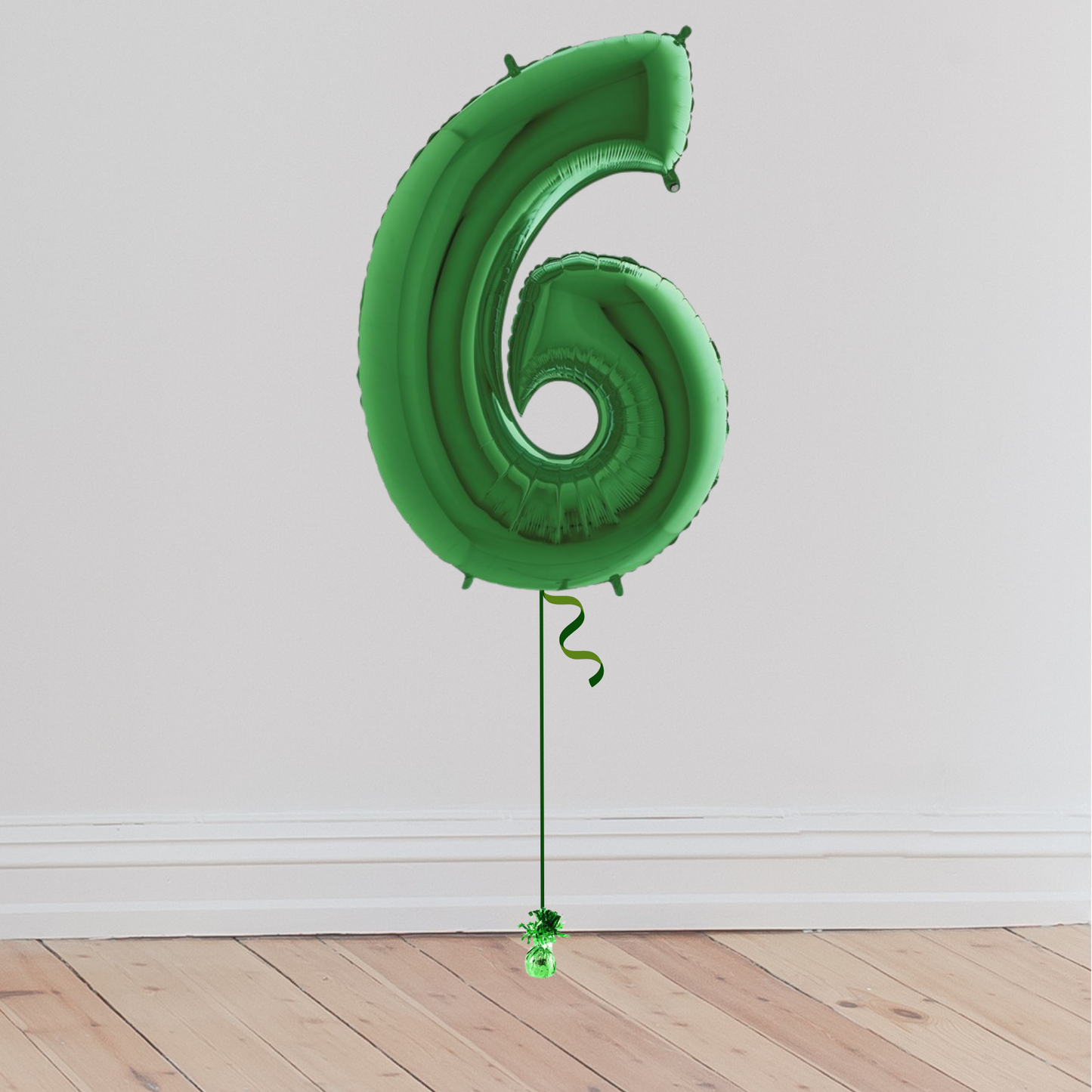 <b> ONLINE EXCLUSIVE </b> <br>Giant Green Number Balloon <br>(Inflated with Helium & Weight Included)