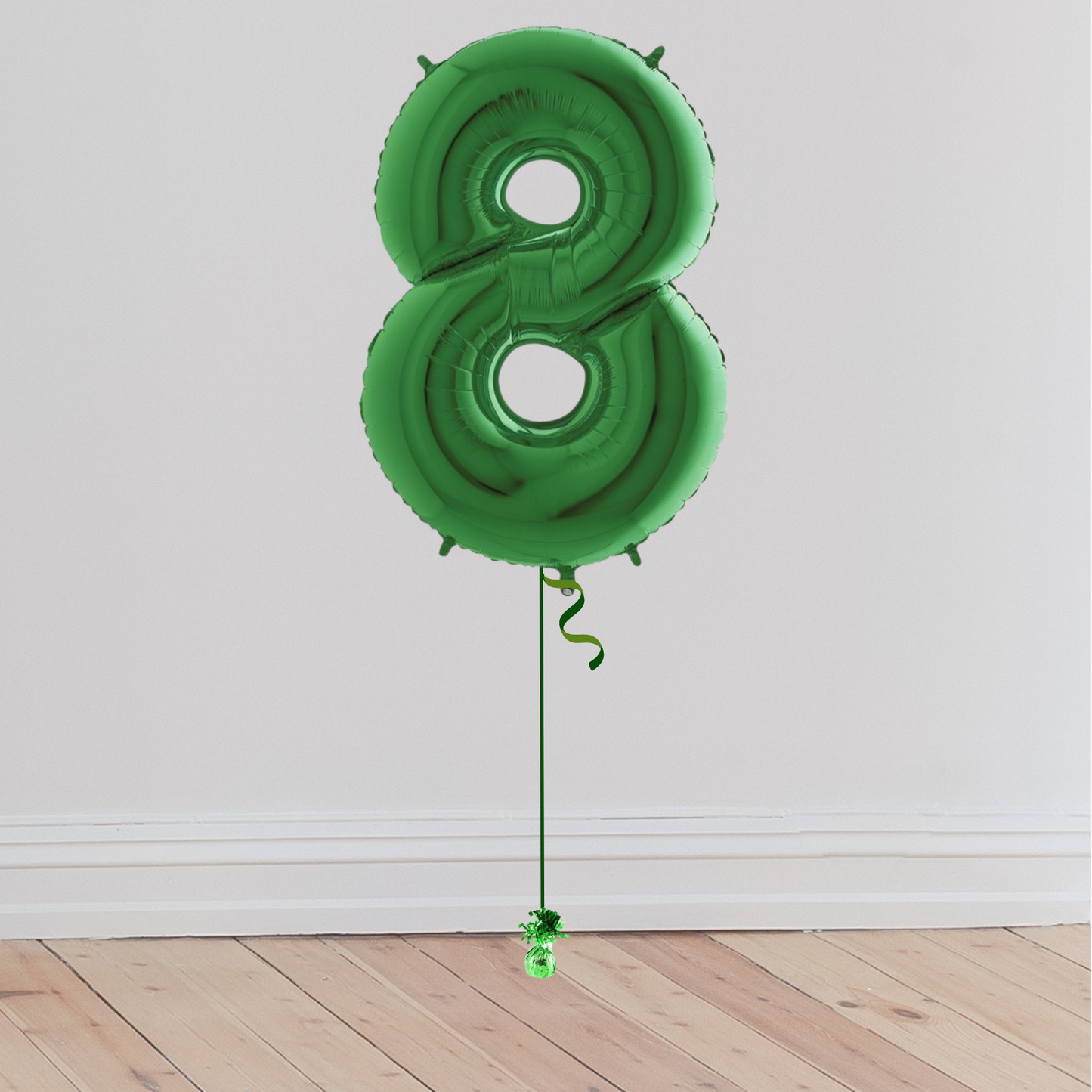 <b> ONLINE EXCLUSIVE </b> <br>Giant Green Number Balloon <br>(Inflated with Helium & Weight Included)