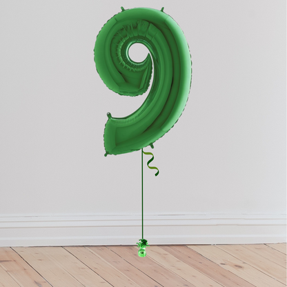 <b> ONLINE EXCLUSIVE </b> <br>Giant Green Number Balloon <br>(Inflated with Helium & Weight Included)