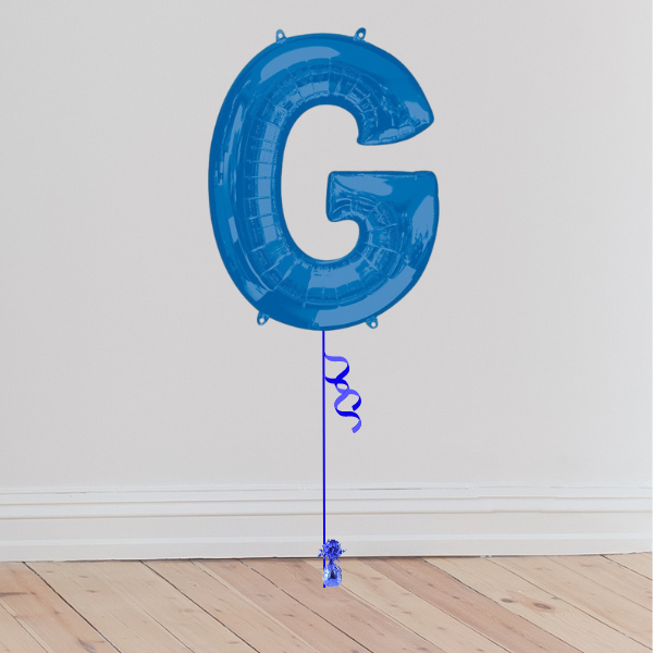 <b> ONLINE EXCLUSIVE </b> <br>Giant Blue Letter Balloon <br>(Inflated with Helium & Weight Included)