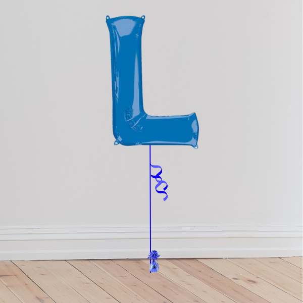 <b> ONLINE EXCLUSIVE </b> <br>Giant Blue Letter Balloon <br>(Inflated with Helium & Weight Included)