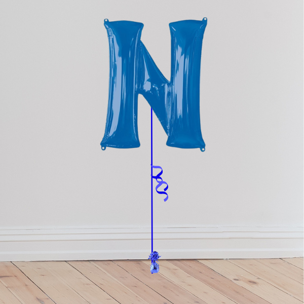 <b> ONLINE EXCLUSIVE </b> <br>Giant Blue Letter Balloon <br>(Inflated with Helium & Weight Included)