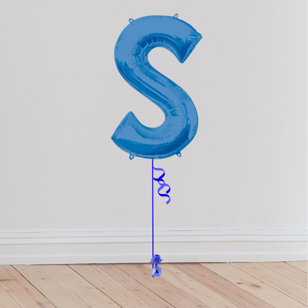 <b> ONLINE EXCLUSIVE </b> <br>Giant Blue Letter Balloon <br>(Inflated with Helium & Weight Included)