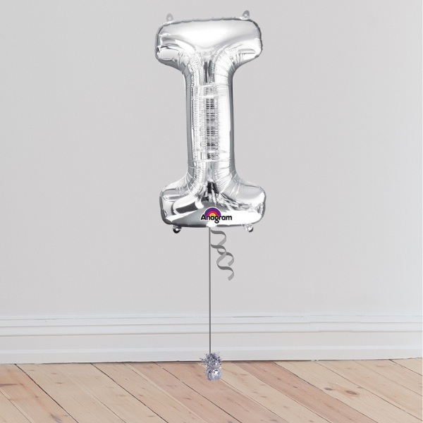 <b> ONLINE EXCLUSIVE </b> <br>Giant Silver Letter Balloon <br>(Inflated with Helium & Weight Included)