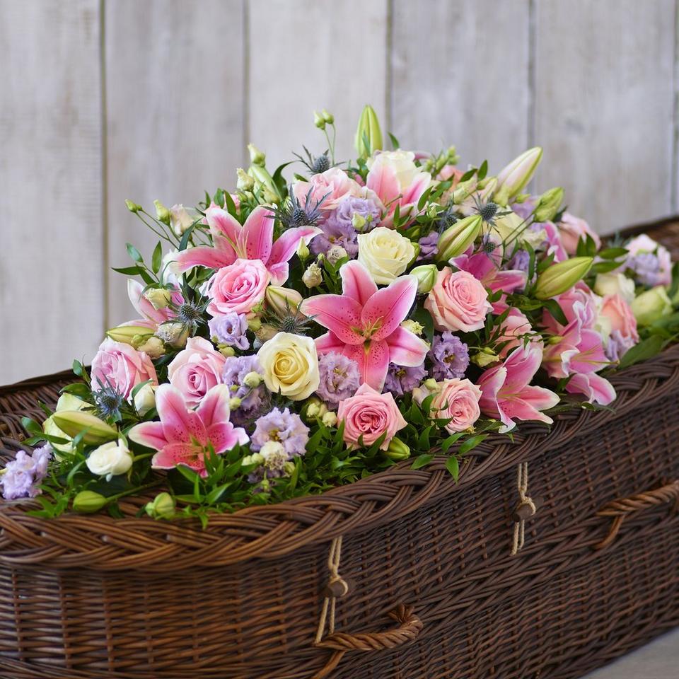 Rose and Eryngium Casket Spray